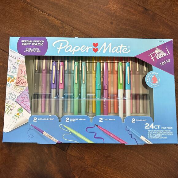 Paper Mate Flair Felt Tip Pen Marker Gift Pack 24 Count Colorful New - Picture 1 of 4